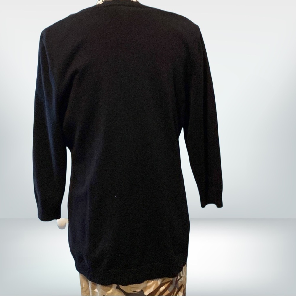 Isaac Mizrahi Cardigan Sweater 3/4 Length Sleeve Black Medium New - Picture 3 of 10